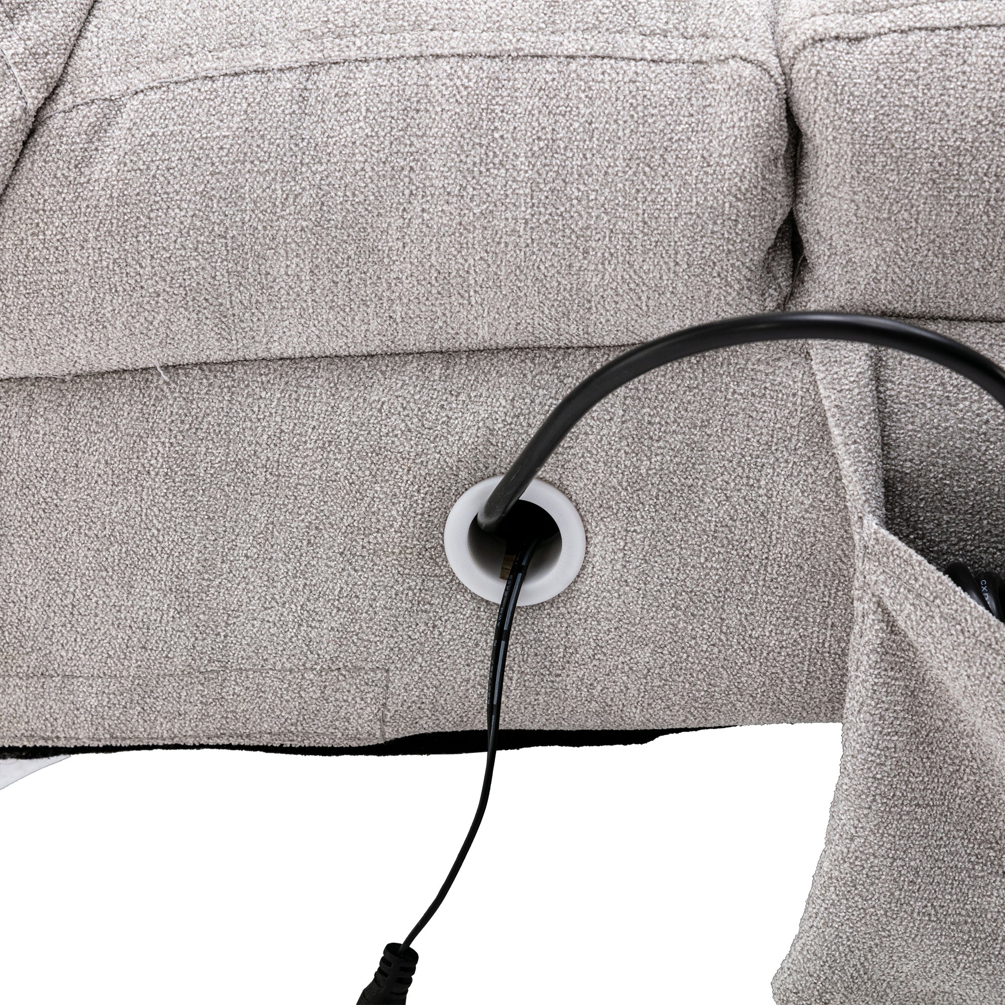 Light Grey Linen Massage Chaise Lounge Indoor with Remote Control, Ergonomic Electric Massage Lounger with 5 Modes