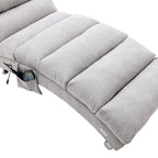 Light Grey Linen Massage Chaise Lounge Indoor with Remote Control, Ergonomic Electric Massage Lounger with 5 Modes