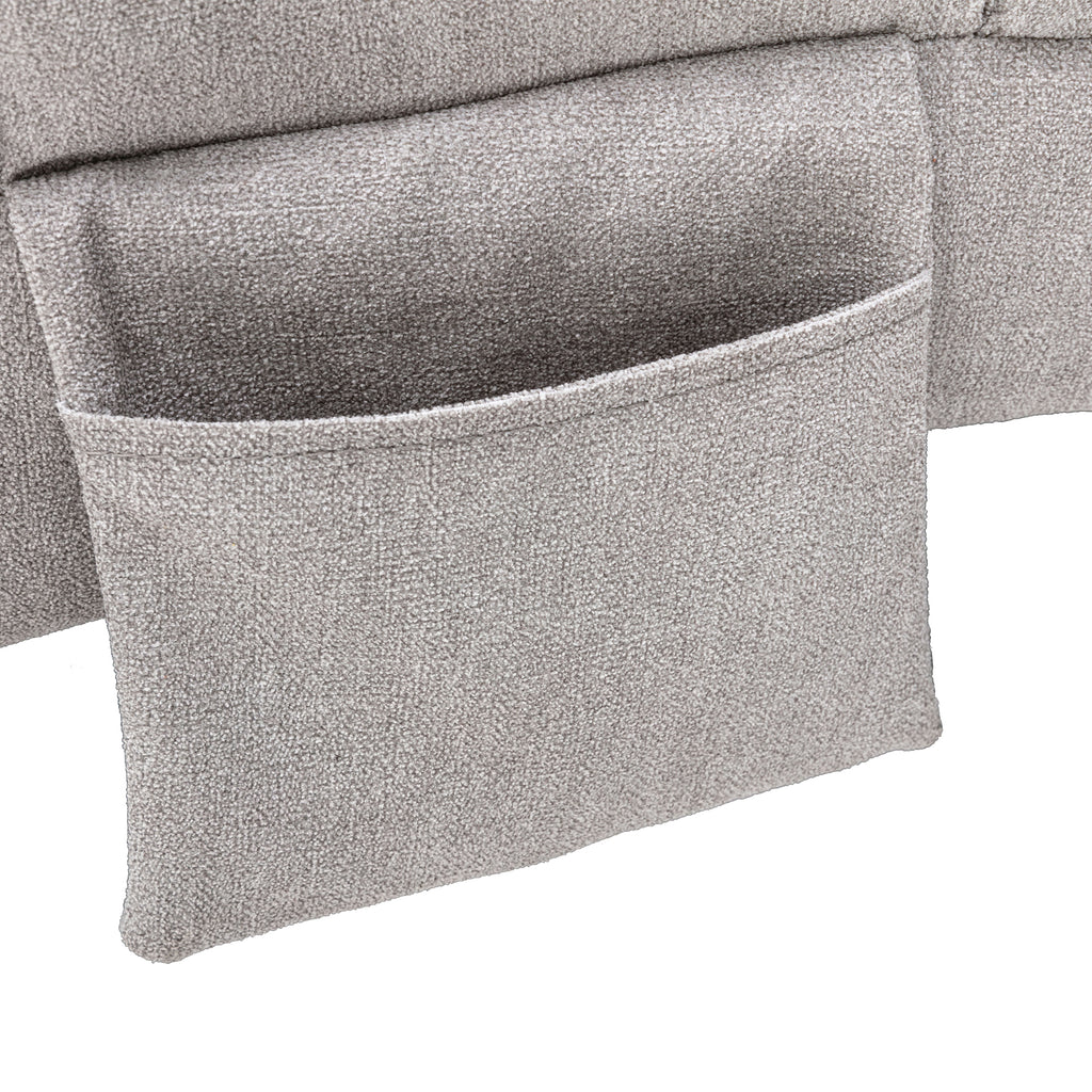 Light Grey Linen Massage Chaise Lounge Indoor with Remote Control, Ergonomic Electric Massage Lounger with 5 Modes