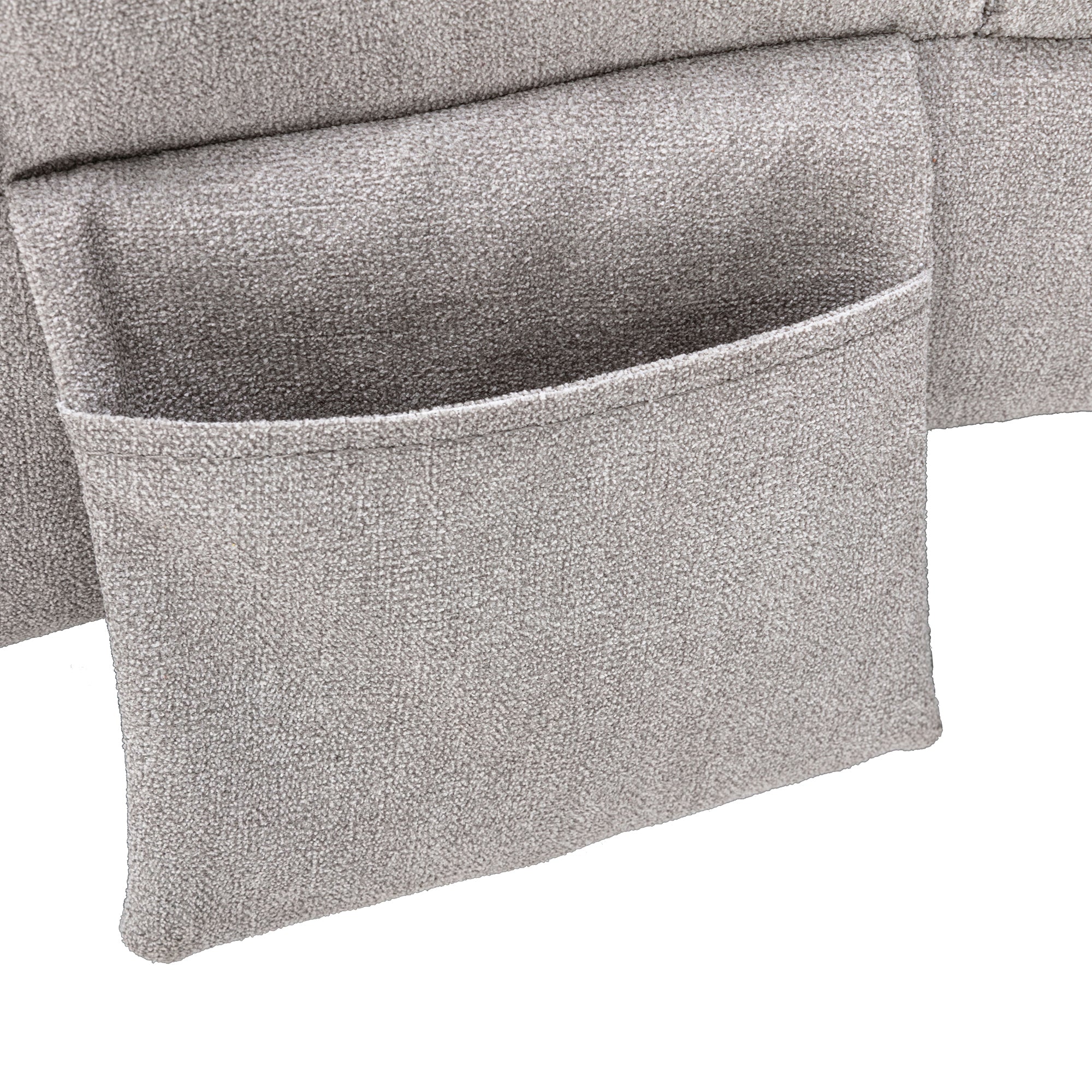 Light Grey Linen Massage Chaise Lounge Indoor with Remote Control, Ergonomic Electric Massage Lounger with 5 Modes