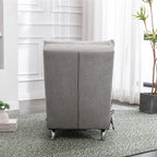 Light Grey Linen Massage Chaise Lounge Indoor with Remote Control, Ergonomic Electric Massage Lounger with 5 Modes