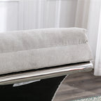 Light Grey Linen Massage Chaise Lounge Indoor with Remote Control, Ergonomic Electric Massage Lounger with 5 Modes