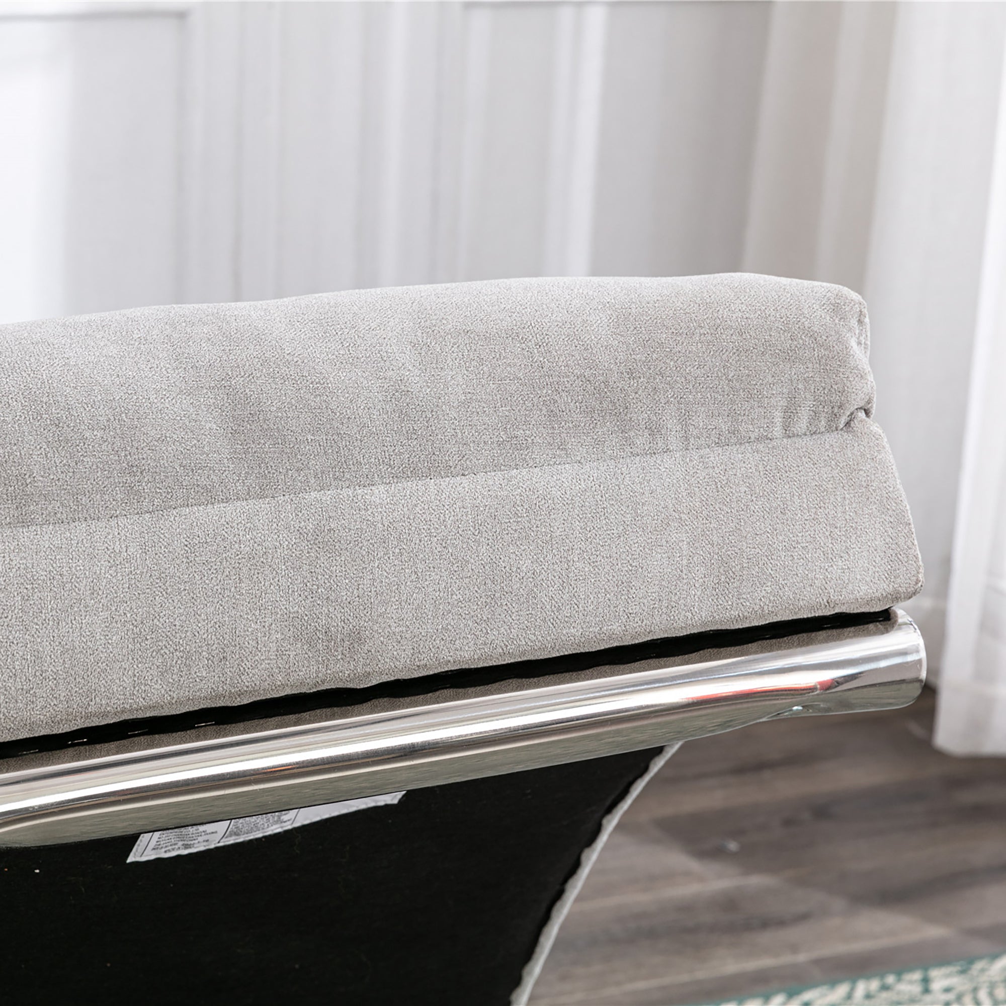 Light Grey Linen Massage Chaise Lounge Indoor with Remote Control, Ergonomic Electric Massage Lounger with 5 Modes