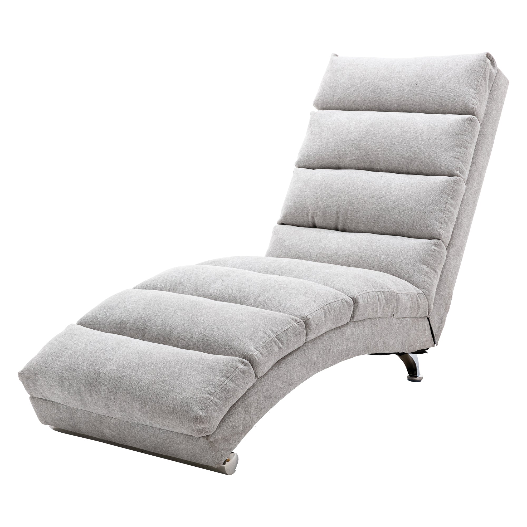 Light Grey Linen Massage Chaise Lounge Indoor with Remote Control, Ergonomic Electric Massage Lounger with 5 Modes