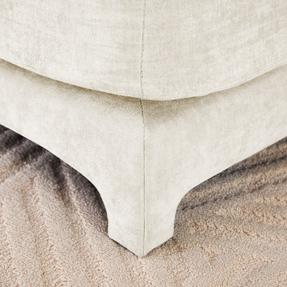 Four - seater sofa, 1 movable ottoman, Chenille fabric, high - quality wooden base, ergonomic, High - resilient sponge, easy install, Suits studies, living rooms, lounges,White