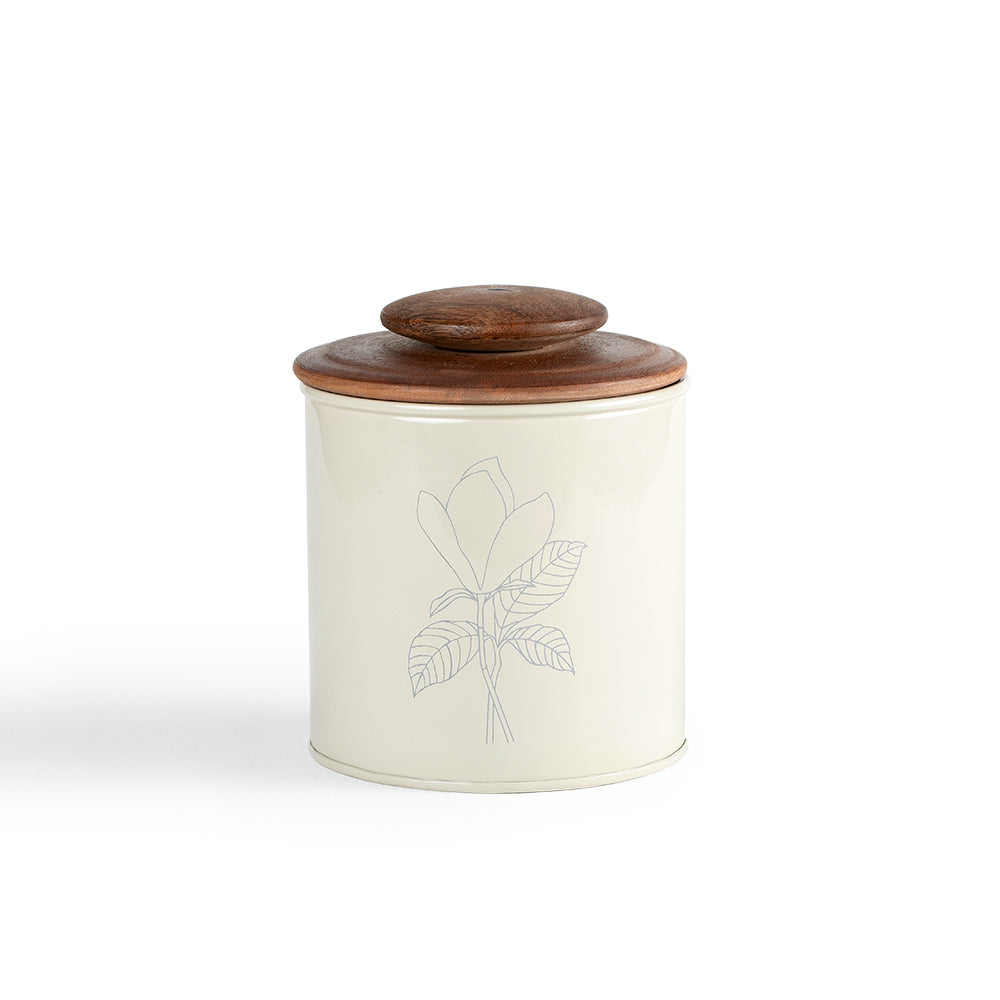 Esana Metal Canister with Wooden Lid - Eggshell - Stylish & Functional Kitchen Storage-900ml