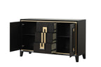 Espresso 1pc Server Storage Drawers Wood Handle Gold accent Trim Server Dining Room Furniture