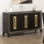 Espresso 1pc Server Storage Drawers Wood Handle Gold accent Trim Server Dining Room Furniture