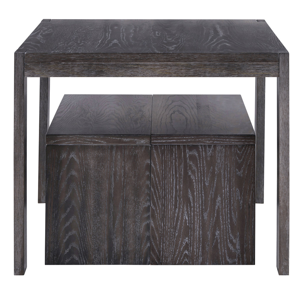 TREXM 3-piece Farmhouse Style Simple Dining Set, Dining Table and 2 Benches, for Dining Room, Kitchen and Living Room (Espresso)