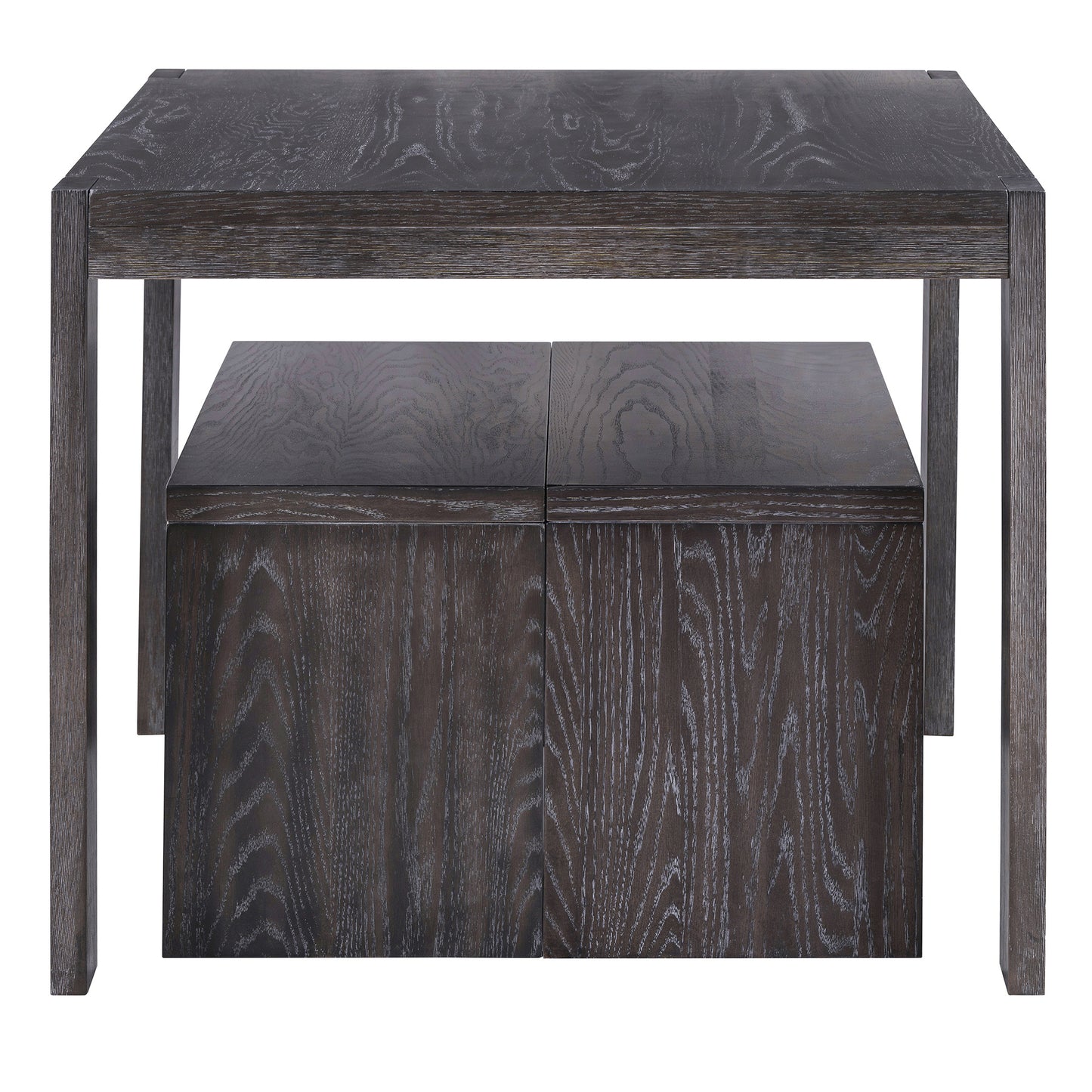 TREXM 3-piece Farmhouse Style Simple Dining Set, Dining Table and 2 Benches, for Dining Room, Kitchen and Living Room (Espresso)