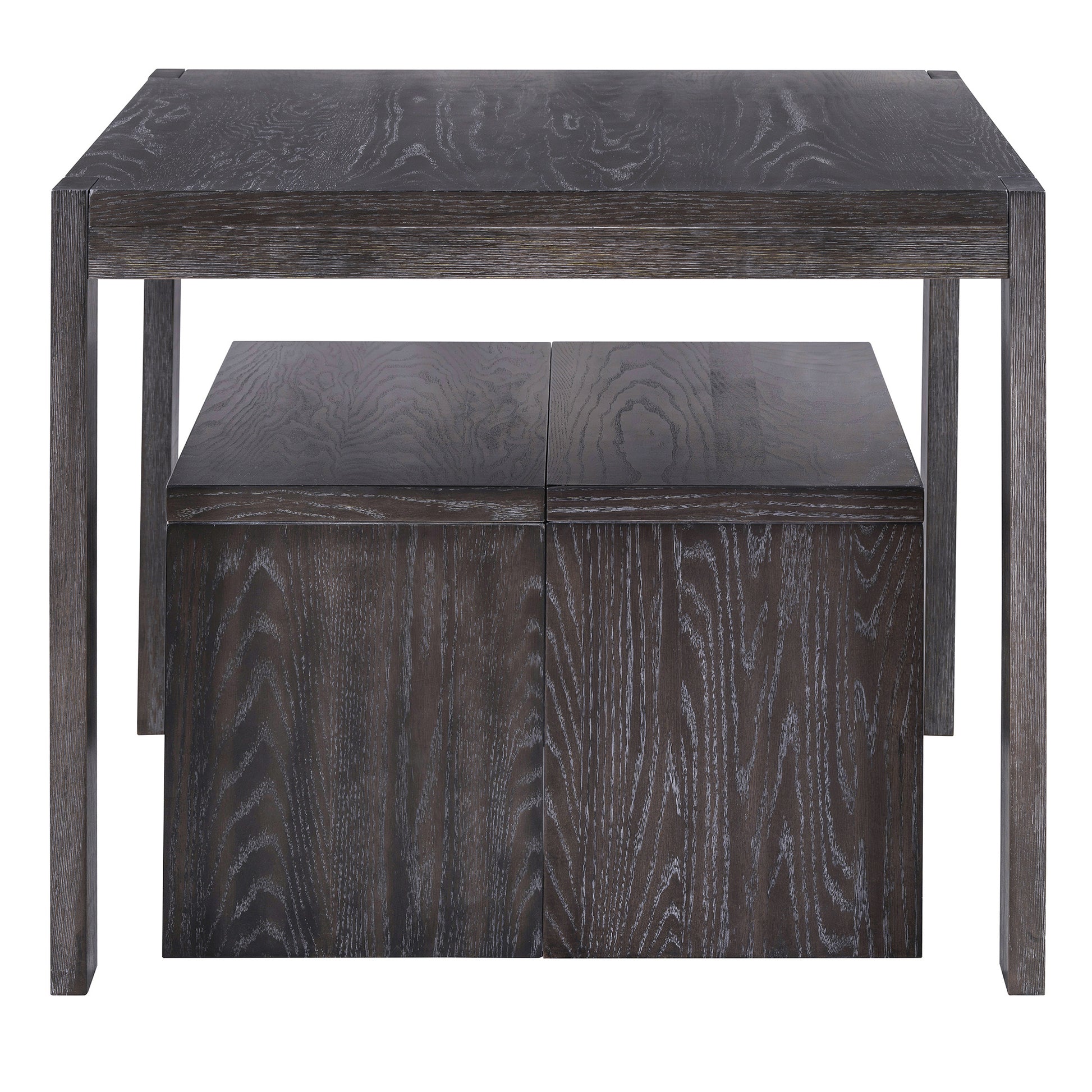 TREXM 3-piece Farmhouse Style Simple Dining Set, Dining Table and 2 Benches, for Dining Room, Kitchen and Living Room (Espresso)