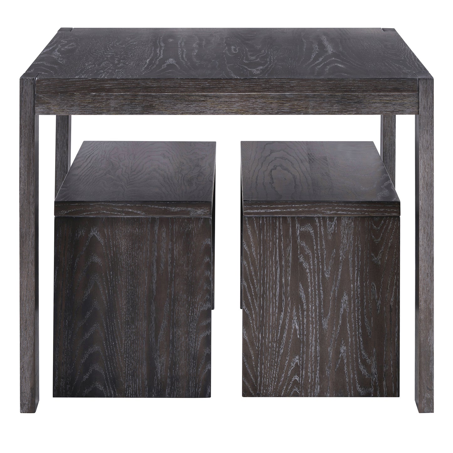 TREXM 3-piece Farmhouse Style Simple Dining Set, Dining Table and 2 Benches, for Dining Room, Kitchen and Living Room (Espresso)