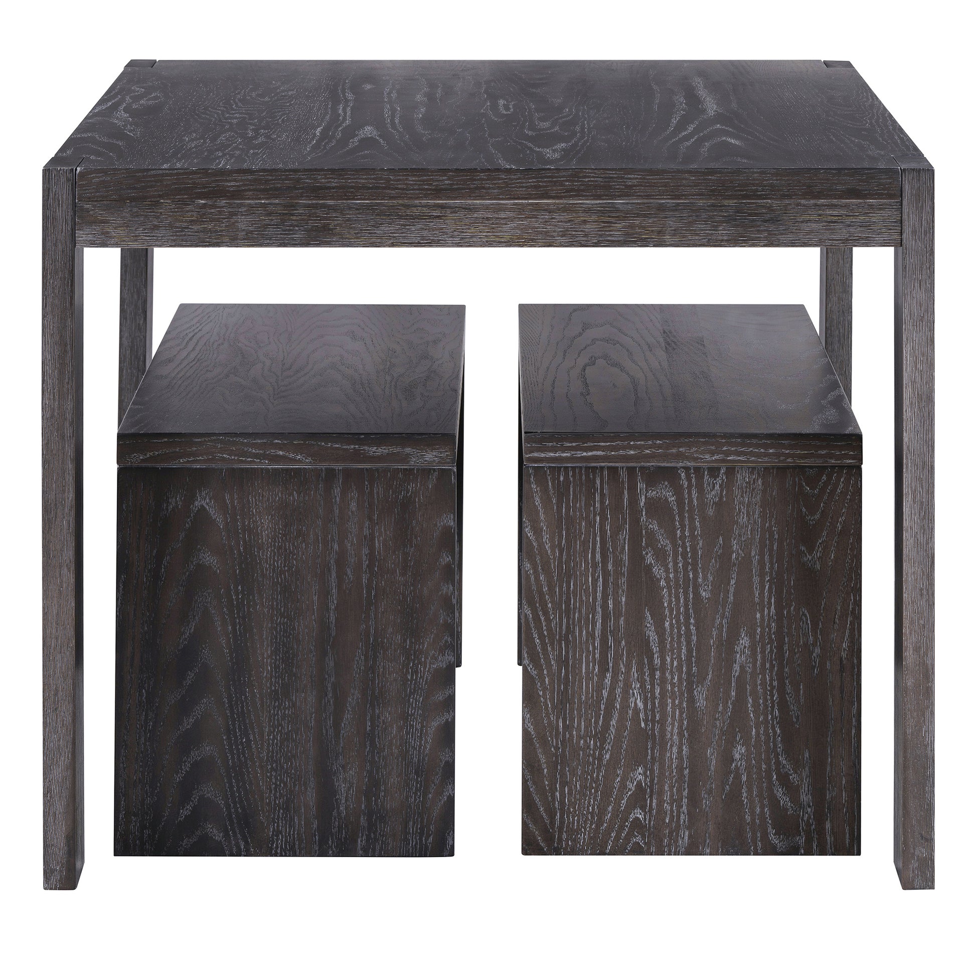 TREXM 3-piece Farmhouse Style Simple Dining Set, Dining Table and 2 Benches, for Dining Room, Kitchen and Living Room (Espresso)