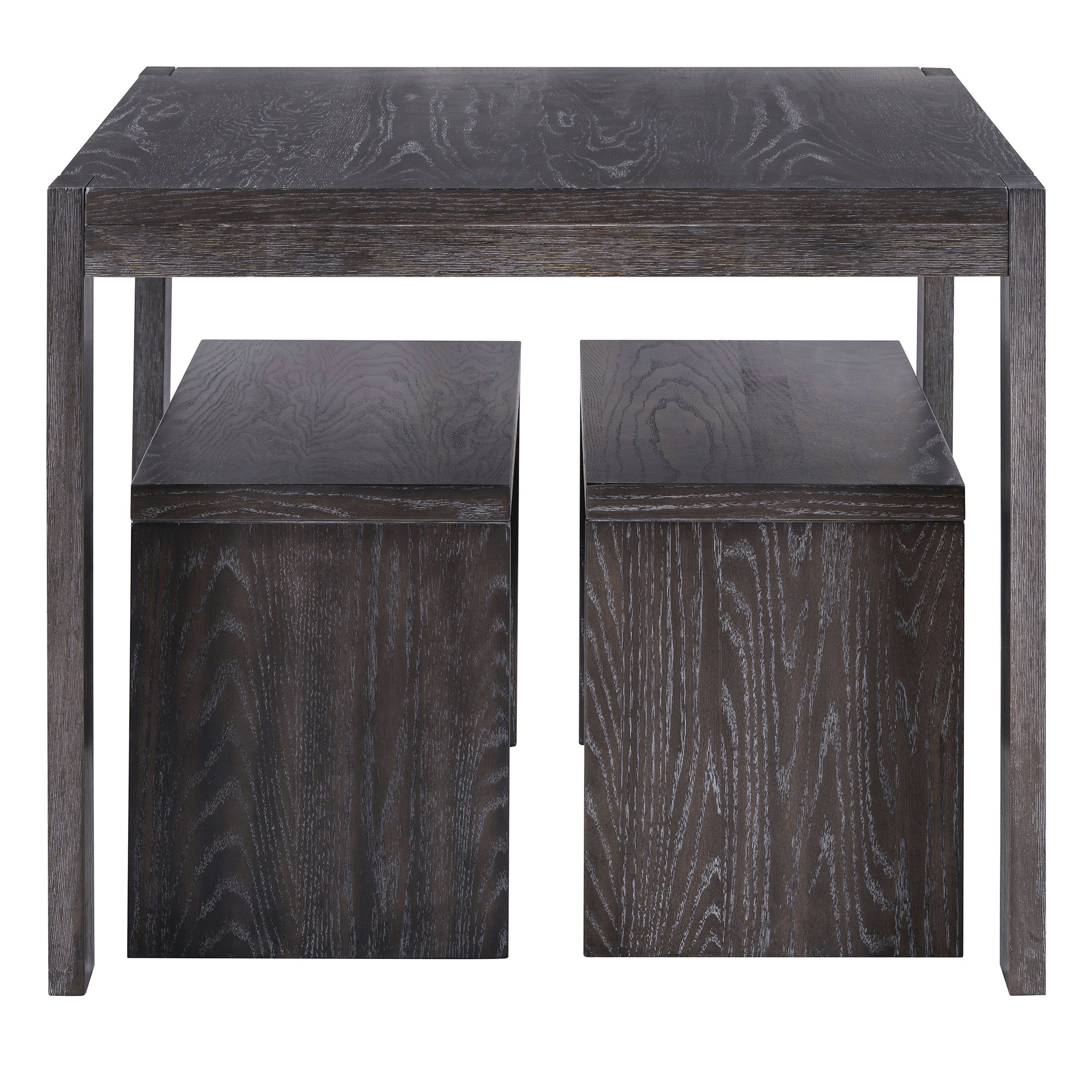 TREXM 3-piece Farmhouse Style Simple Dining Set, Dining Table and 2 Benches, for Dining Room, Kitchen and Living Room (Espresso)