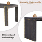 TREXM 3-piece Farmhouse Style Simple Dining Set, Dining Table and 2 Benches, for Dining Room, Kitchen and Living Room (Espresso)