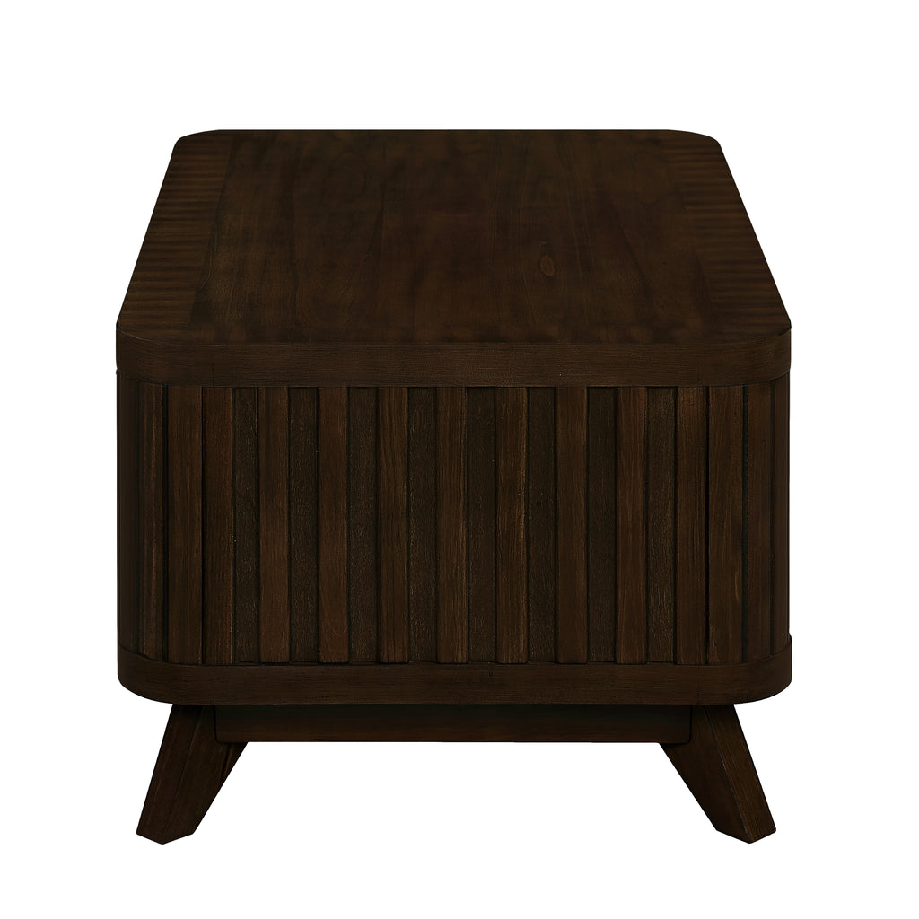 Rectangular Wood Coffee Table for Living Room, 41.5-Inch Coffee Table with Solid Wood Legs, Wood Center Table Tea Table with Open Storage Shelf. Easy Assembly,  Espresso