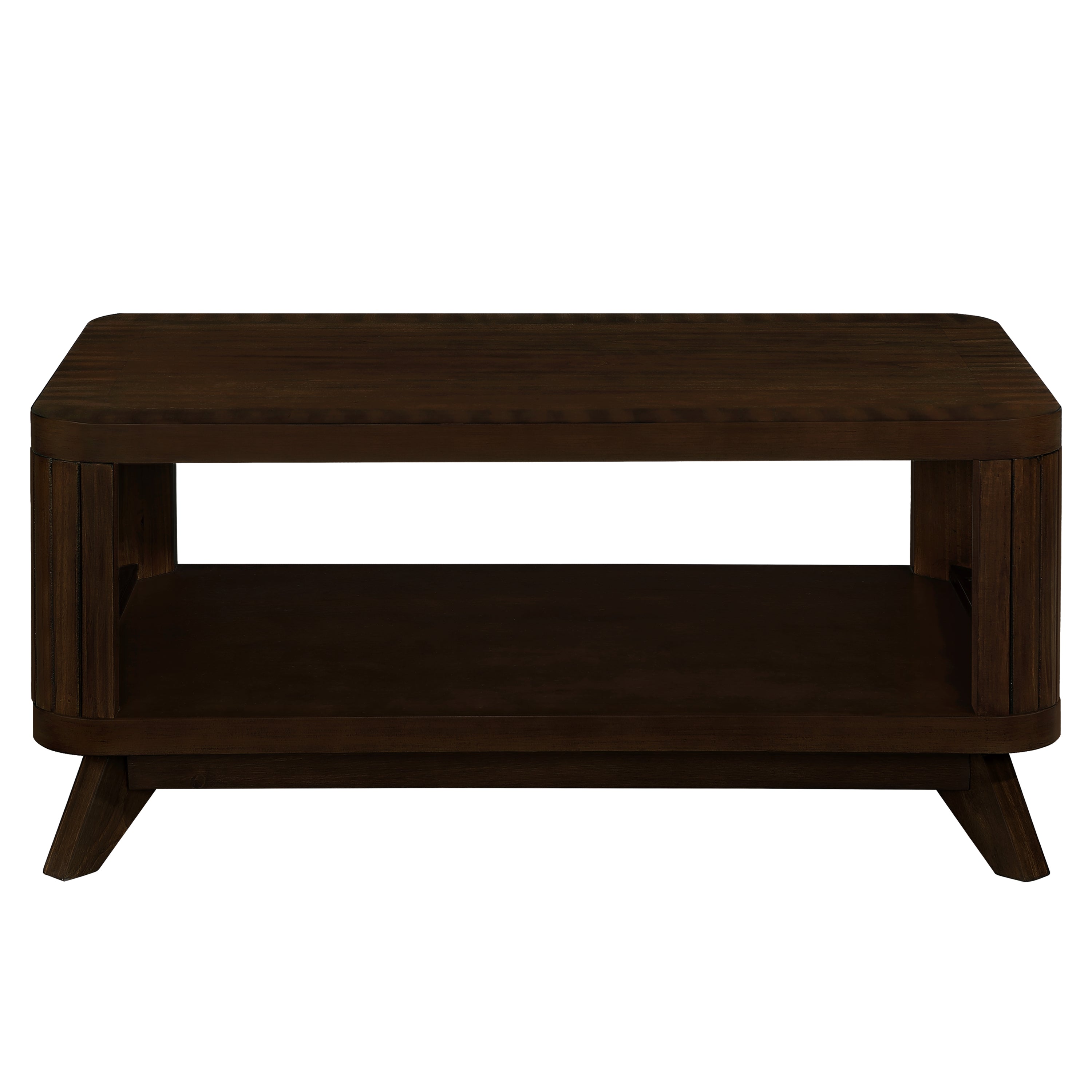 Rectangular Wood Coffee Table for Living Room, 41.5-Inch Coffee Table with Solid Wood Legs, Wood Center Table Tea Table with Open Storage Shelf. Easy Assembly,  Espresso