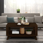 Rectangular Wood Coffee Table for Living Room, 41.5-Inch Coffee Table with Solid Wood Legs, Wood Center Table Tea Table with Open Storage Shelf. Easy Assembly,  Espresso