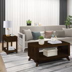 Rectangular Wood Coffee Table for Living Room, 41.5-Inch Coffee Table with Solid Wood Legs, Wood Center Table Tea Table with Open Storage Shelf. Easy Assembly,  Espresso