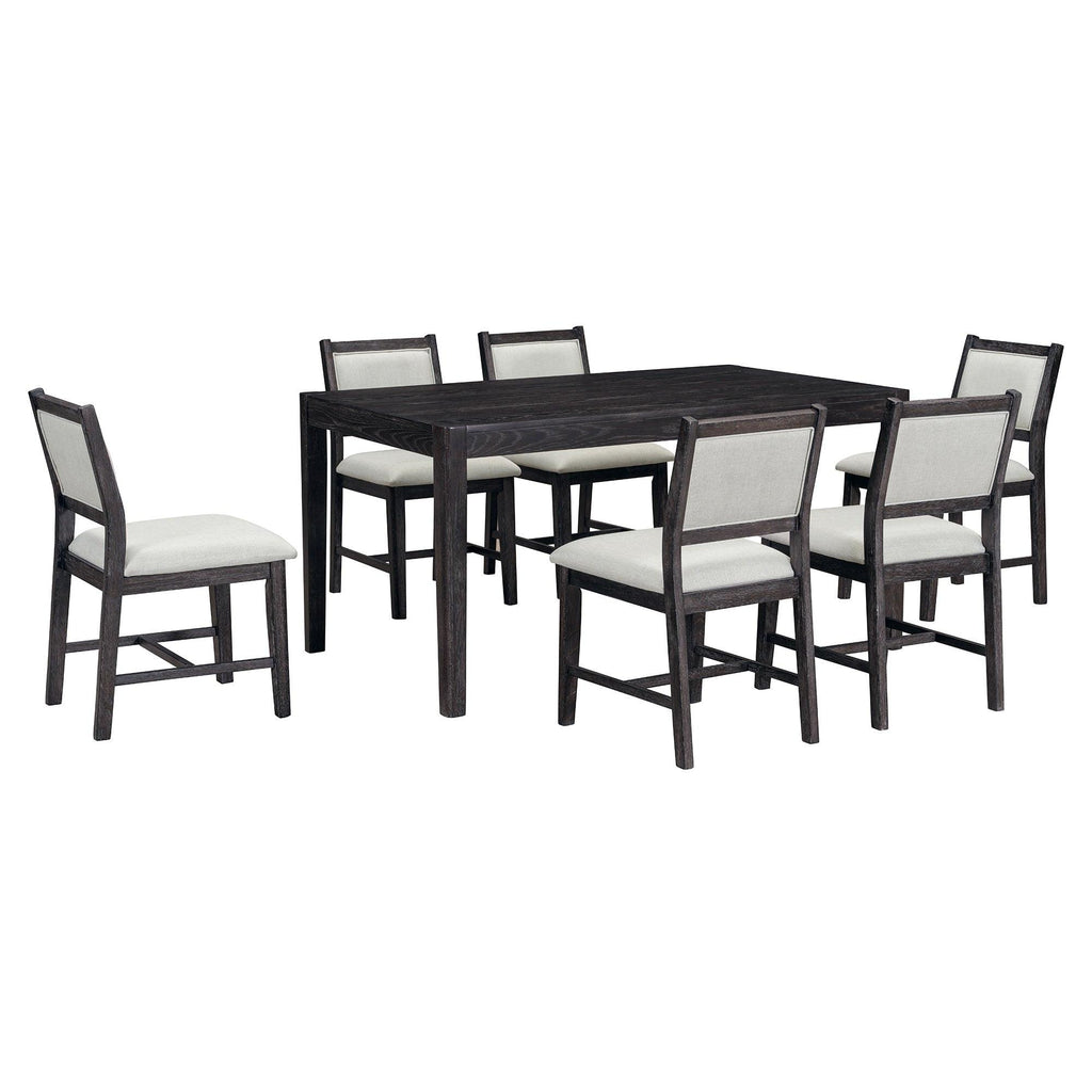 Espresso Retro 7-Piece Wood Dining Table Set for 6.