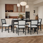 Espresso Retro 7-Piece Wood Dining Table Set for 6.