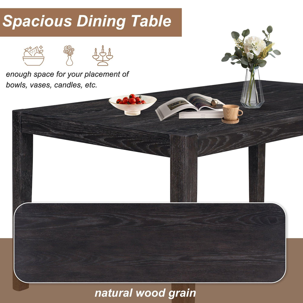 Espresso Retro 7-Piece Wood Dining Table Set for 6.