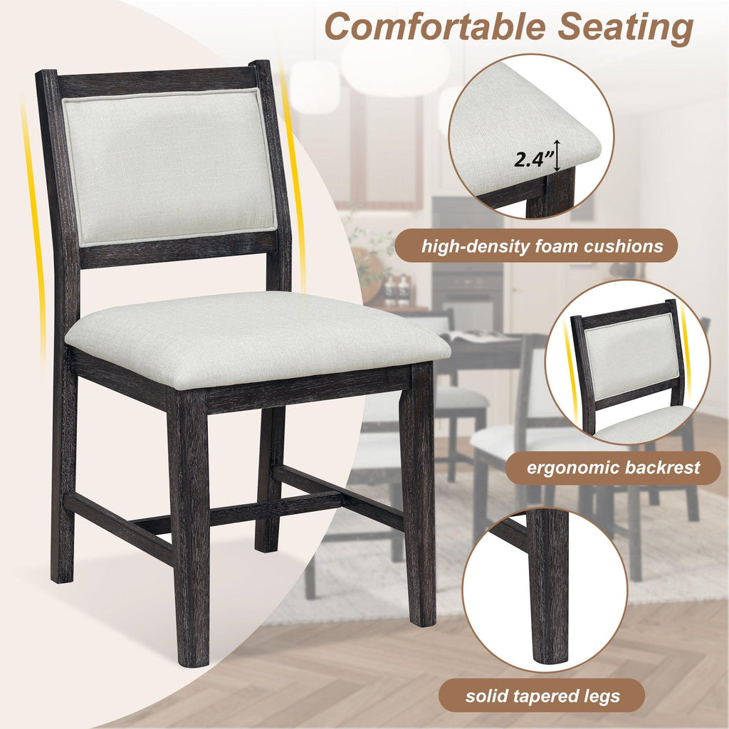 Espresso Retro 7-Piece Wood Dining Table Set for 6.