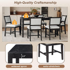 Espresso Retro 7-Piece Wood Dining Table Set for 6.