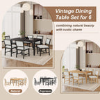 Espresso Retro 7-Piece Wood Dining Table Set for 6.