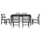 Espresso Retro 7-Piece Wood Dining Table Set for 6.