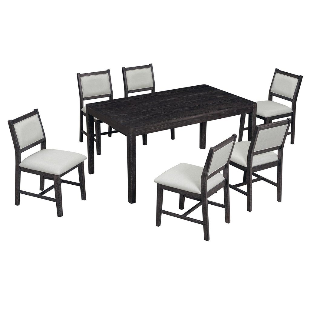 Espresso Retro 7-Piece Wood Dining Table Set for 6.