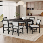 Espresso Retro 7-Piece Wood Dining Table Set for 6.