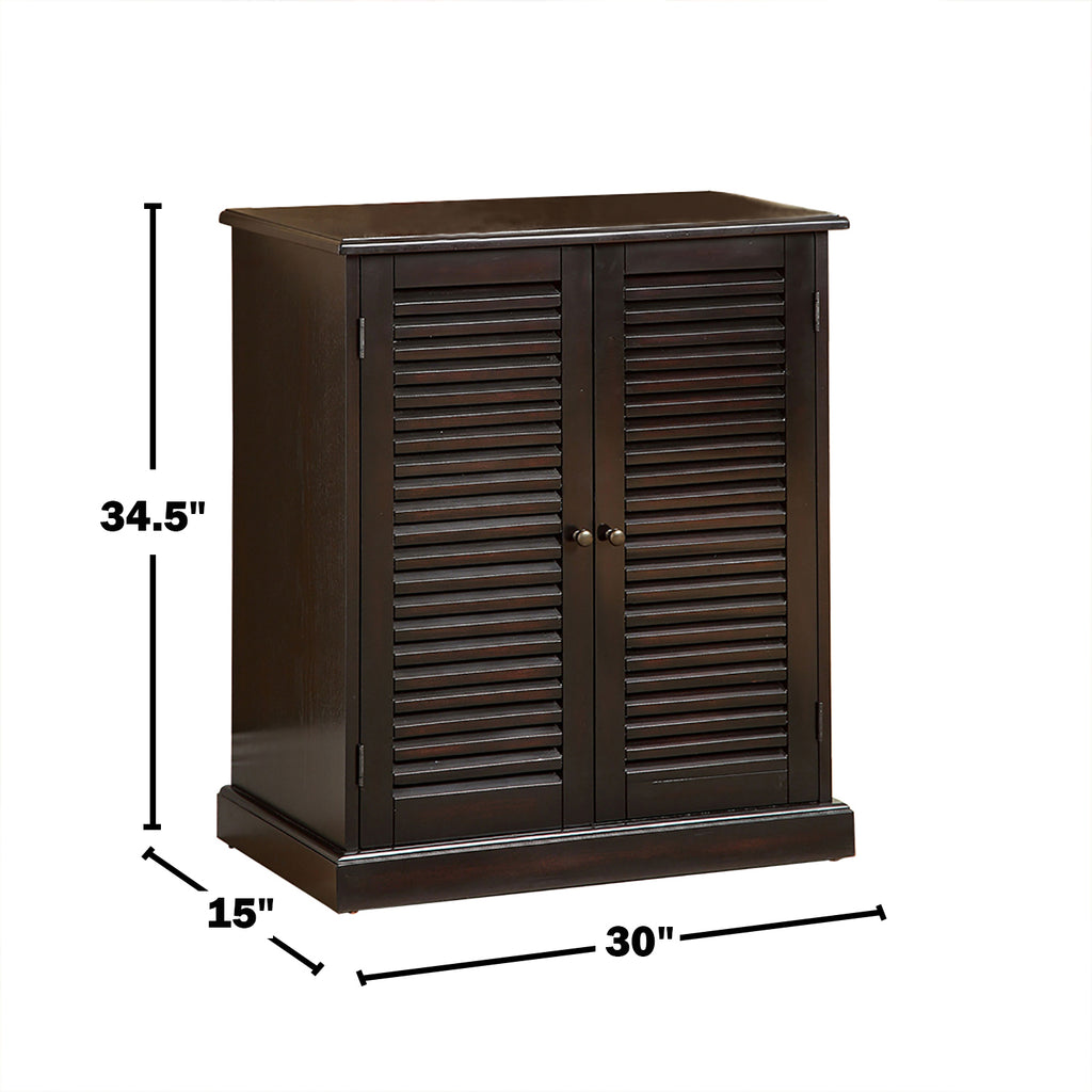 Shoe Cabinet with 5 Shelves and Louvered Doors, Espresso