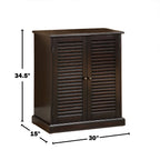 Shoe Cabinet with 5 Shelves and Louvered Doors, Espresso