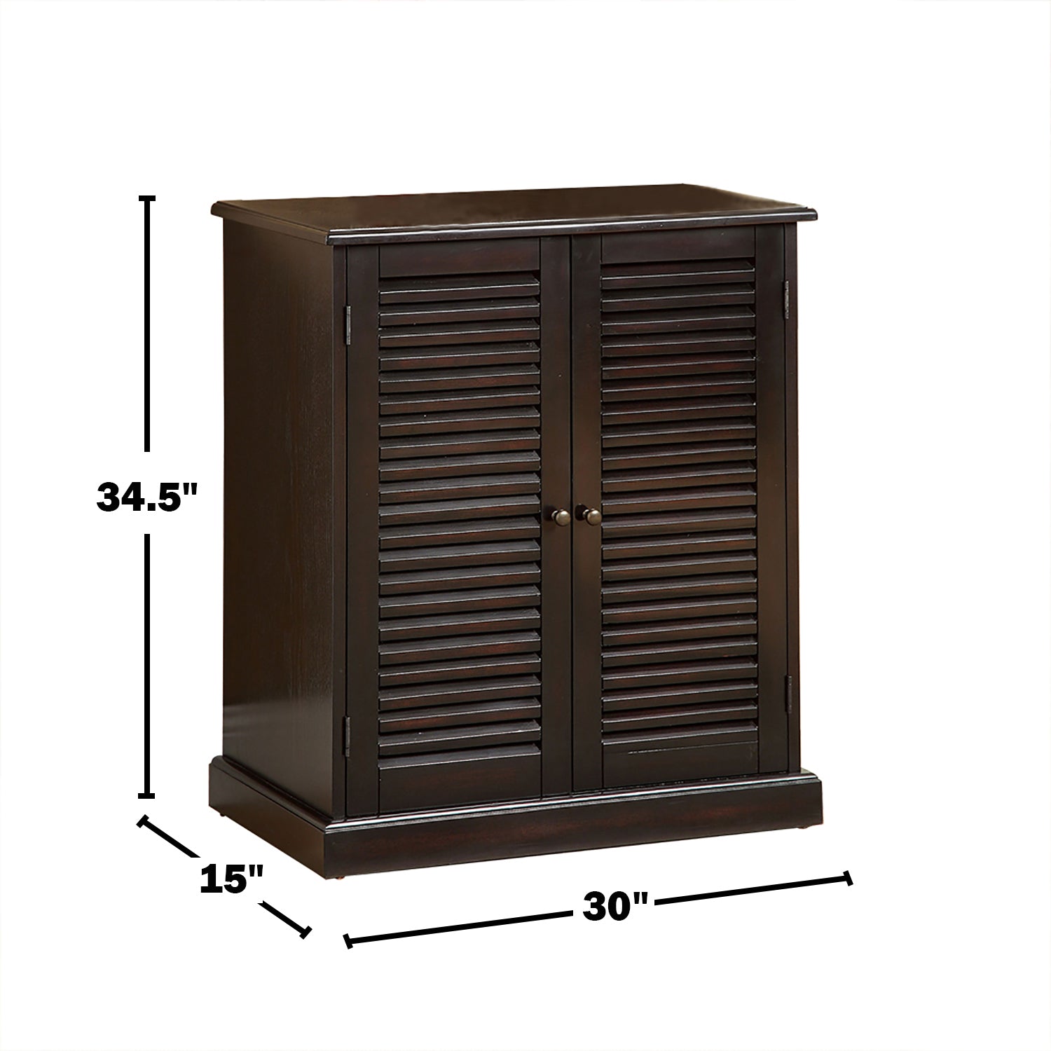 Shoe Cabinet with 5 Shelves and Louvered Doors, Espresso
