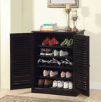 Shoe Cabinet with 5 Shelves and Louvered Doors, Espresso