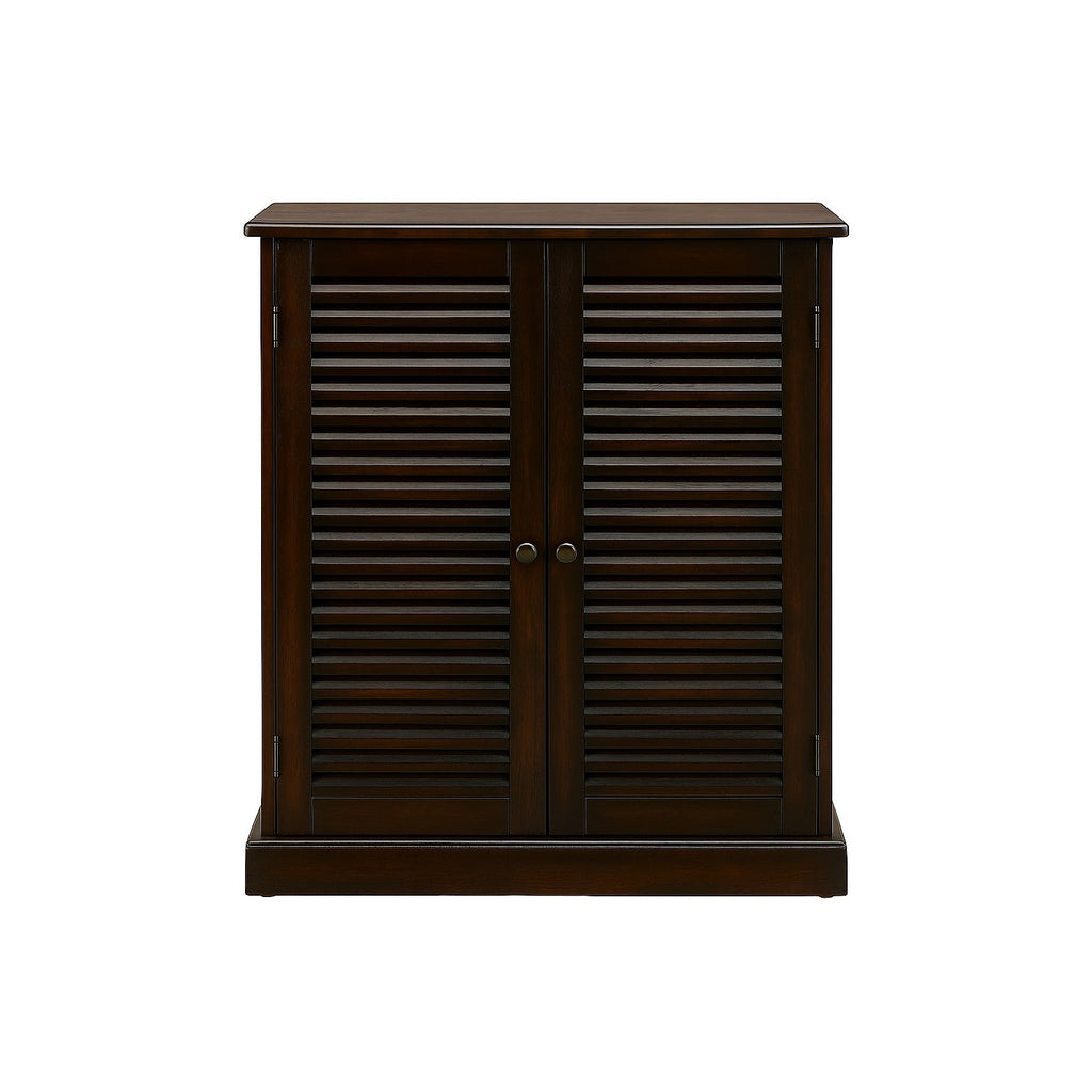 Shoe Cabinet with 5 Shelves and Louvered Doors, Espresso