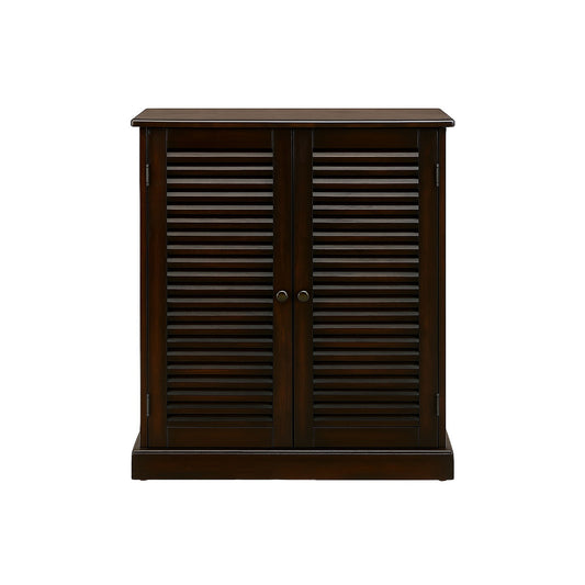 Shoe Cabinet with 5 Shelves and Louvered Doors, Espresso