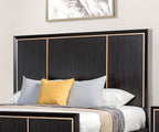 Bedroom Furniture 1pc Queen Size Bed Espresso High Panel Headboard Gold Accent Trim