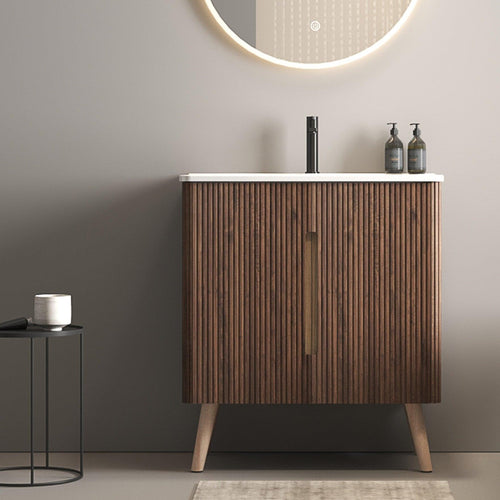 Etna 30-Inch Walnut Modern Bathroom Vanity with Sink.