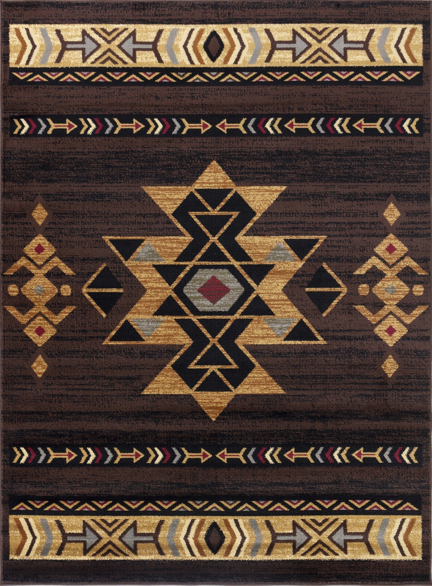 Tribes GC_YLS4005 Brown 5 ft. 3 in. x 7 ft. 3 in. Southwest Area Rug - Groovy Boardz