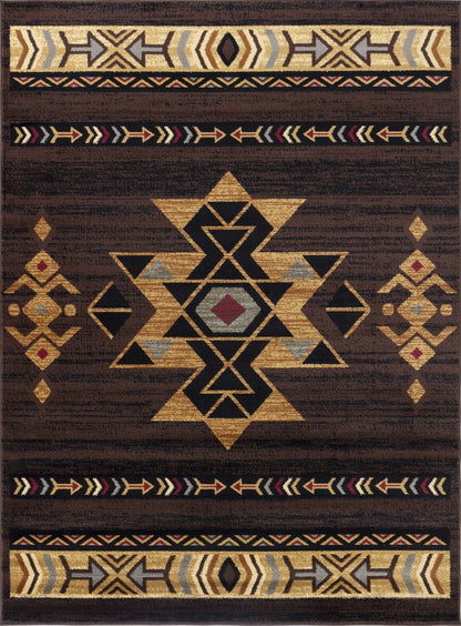 Tribes GC_YLS4005 Brown 5 ft. 3 in. x 7 ft. 3 in. Southwest Area Rug - Groovy Boardz