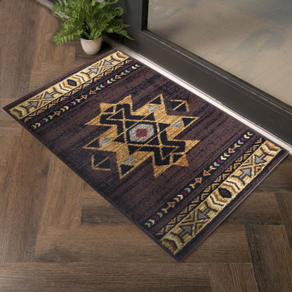 Tribes GC_YLS4005 Brown 5 ft. 3 in. x 7 ft. 3 in. Southwest Area Rug - Groovy Boardz