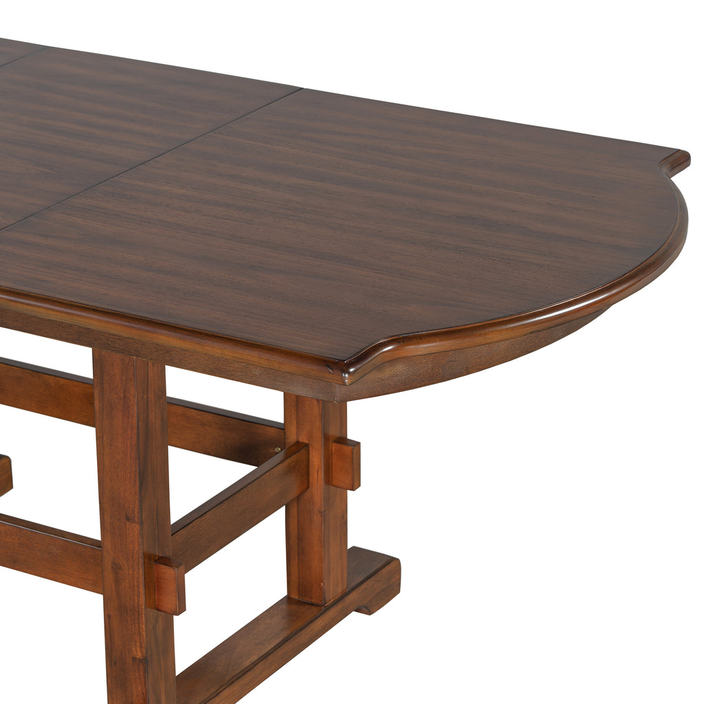 TOPMAX 6 Pieces 78inch Extendable Wood Dining Table Set with Bench, Traditional Kitchen Table Set with 18inch Removable Leaf and 4 Upholstered Dining Chairs, Espresso+Beige Dining Table Set