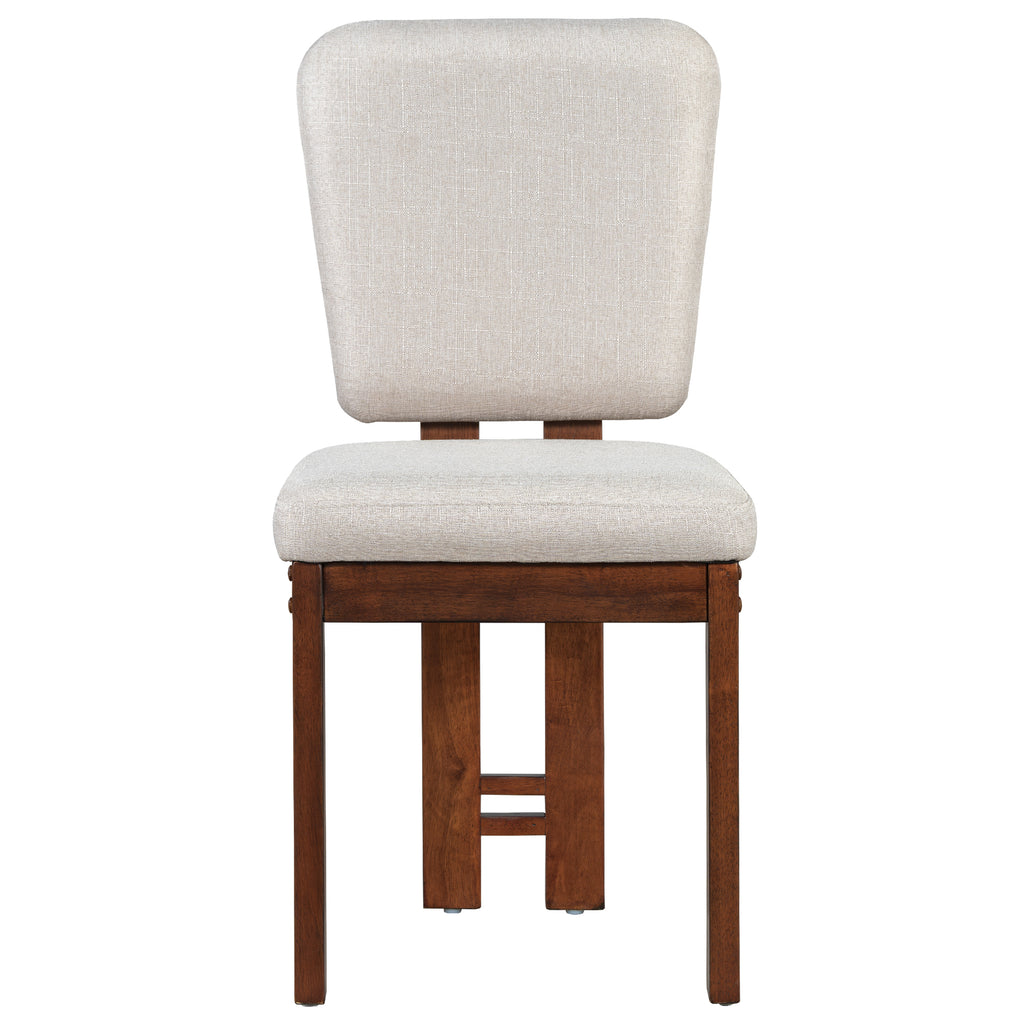 TOPMAX 6 Pieces 78inch Extendable Wood Dining Table Set with Bench, Traditional Kitchen Table Set with 18inch Removable Leaf and 4 Upholstered Dining Chairs, Espresso+Beige Dining Table Set