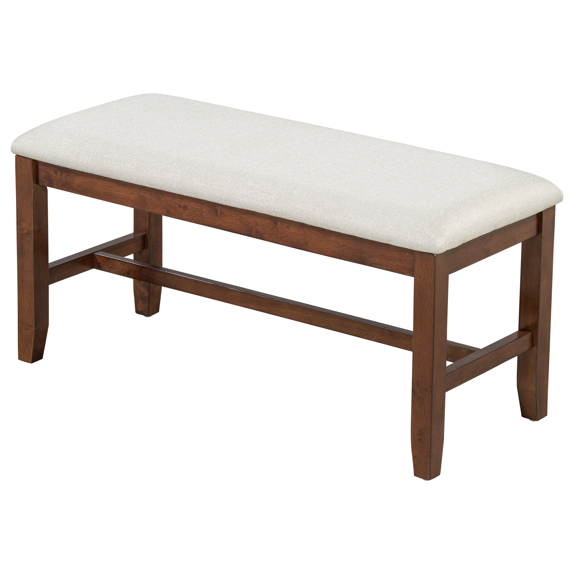 TOPMAX 6 Pieces 78inch Extendable Wood Dining Table Set with Bench, Traditional Kitchen Table Set with 18inch Removable Leaf and 4 Upholstered Dining Chairs, Espresso+Beige Dining Table Set