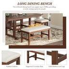 TOPMAX 6 Pieces 78inch Extendable Wood Dining Table Set with Bench, Traditional Kitchen Table Set with 18inch Removable Leaf and 4 Upholstered Dining Chairs, Espresso+Beige Dining Table Set