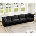 Slipcovered Long Sofa, 4 Seater Sofa with Removable Cover, Extra Deep Couch for Living Room, ,Chenille Fabric Cloud Like Comfy Sofa Couch, Black Chenille Fabric