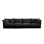 Slipcovered Long Sofa, 4 Seater Sofa with Removable Cover, Extra Deep Couch for Living Room, ,Chenille Fabric Cloud Like Comfy Sofa Couch, Black Chenille Fabric