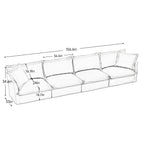 Slipcovered Long Sofa, 4 Seater Sofa with Removable Cover, Extra Deep Couch for Living Room, ,Chenille Fabric Cloud Like Comfy Sofa Couch, Black Chenille Fabric